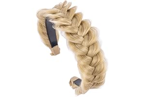 TOECWEGR Hairband Braided Hairpiece Messy Wide 2 Strands Fluffy Braids Wig with Tooth Women Headband Hair Bands