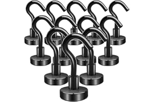 OCEUMAOA 12Pezzi Calamita con Gancio Potente Piccole Ganci Magnetici Extra Forti Neodimio non c'è bisogno di Fare Buchi Magneti Frigotelaioin Ferro,Soffitto,Cucina,Pesante Nero 16mm Magnete Ganci