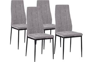 Brigros WeHome - Sedie di Tessuto Milano, Set da 4 Sedie Design per Sala da Pranzo, Sedie da Cucina, Ufficio, Sala d'Attesa, Camera da Letto, Cucina completa, Arredamento casa (Grigio Scuro)