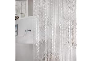 WELTRXE Zasłona prysznicowa, przezroczysta, sześcienny wzór 3D, wodoszczelna, antybakteryjna, z odpornego na pleśń materiału EVA, 0,15 mm (180 x 200 cm), magnesy obciążające i 12 pierścieni