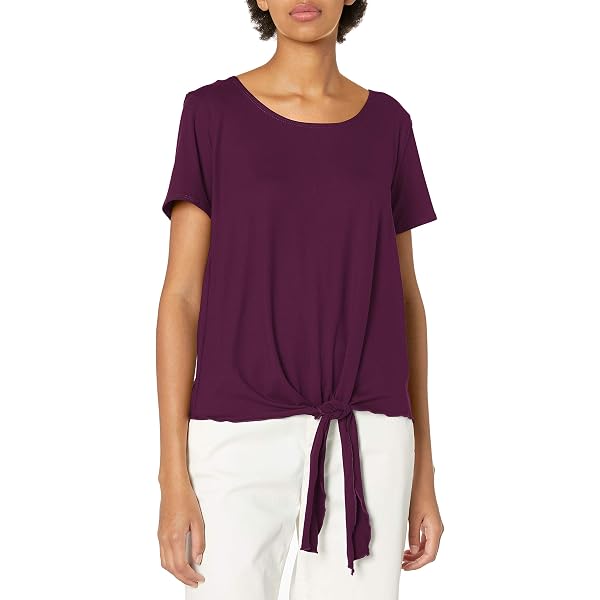 Women's Tie-Front Knit Top – Short Sleeve Rayon/Spandex Shirt, Wrinkle-Free & Comfortable - View #10