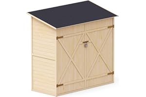 Upyard Caseta Cobertizo de Herramientas con Sistema de estanterías para Jardin Exterior 150x70 cm Certificado FSC - Natural