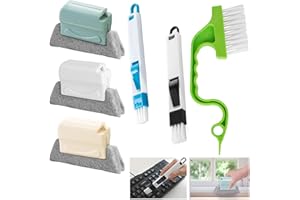 VIDSTW 6 Pièces Brosse de Nettoyage Brosse Nettoyage Vitres et Baies Vitrées avec Poignée Antidérapante Nettoyeur Fenetre 3 Styles Nettoyeur Vitre pour Fenêtres Rail Porte Coulissante