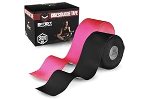 EFFEKT MANUFAKTUR Effekt Kinesiology Tape Waterproof (5 m x 5 cm), 1 Roll - Elastic Physio Tape for Muscle Support and Injury Recovery, Kinetic Tape, Sports Tape Strapping Durable Kinesthetic Tape (Pink + Black)