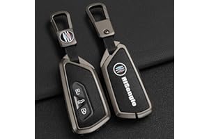 OTMIK Aleación de Zinc Fundas de Cuero para Llaves de Coche fit for VW Volkswagen Golf 8 MK8 ID.3 ID.4 Cupra Skoda Octavia A8 Seat Leon MK4 Formentor Tarraco Key Shell Accessories (Negro Mate)