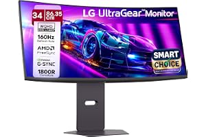 LG 34G600A Smartchoice 86.36cm(34 Inch) Ultragear Curved (1800R) WQHD (3440x1440) Gaming Monitor, 160Hz, 1ms, Speakers, Anti-Glare, AMD FreeSync Premium, DP, HDMI, Tilt/Height/Swivel Adjustment(Black)