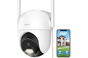 ARENTI 2,5K/4MP Telecamera Wi-Fi Esterno 2,4GHz&5GHz, 355° Telecamera Sorveglianza Esterno, Visione Notturna Colori, IP65, Allarme Sonoro/Luminoso, Audio Bidirezionale, Tracciamento Automatico, Alexa