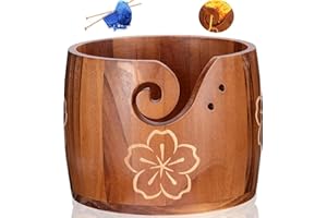 ZLOTOTEC Yarn Bowl, Extra Large, Pine Wood, Unique Design, Crochet Bowl for Yarn Holder, Knitting, Crochet, Macrame, Craft Accessories, Gift for Knitting Lovers (17.78 x 12.7 cm, 5 x 7 inches)