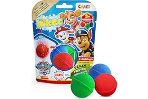 INKEE Paw Patrol Badebomben Kinder 3er Pack - Badekugeln in 3 Farben mit Jojobaöl & Kirschlolli Aroma 3x50g, Kinder Badezusatz