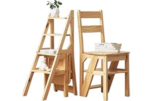 XDXINY Scala pieghevole per biblioteca in legno massello, pieghevole, a 4 livelli, a due scopi, a 4 livelli, supporto per fiori (Wood, 46 x 37 x 90 cm)