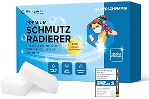 ‎MM HYGIENE MM Hygiene® Schmutzradierer – 18 Stück Packung – Melamin Schwamm für Wände, Schuhe und Böden – Robuster Zauberschwamm Magic Eraser für alle Arten von Flecken