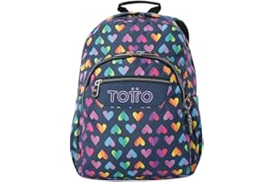 TOTTO - Mochila Escolar Adaptable a Carro, Modelo Acuareles, Capacidad 20 L, Bolsillo para Pc 14", 2 Bolsillo Botella, Espaldar Ergonómico con Flujo de Aire, Cómodas Correas en S, Estampado Latty