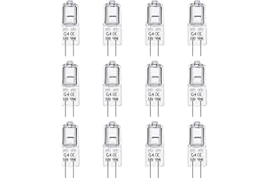 Caldarax 12 Stück G4 10W Halogenglühbirne 12V, Dimmbar 2700K Warmweiß, 140LM, 2 Pin Halogen Stiftsockellampe, G4 Halogenlampen 10 Watt, für Kronleuchter, Dunstabzugshauben, Schrankbeleuchtung
