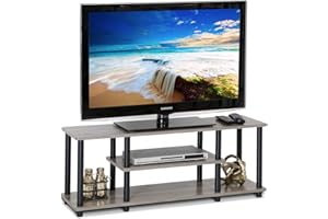 Furinno Turn-N-Tube No Tools 3D 3-Tier Entertainment TV Stands, French Oak/Black