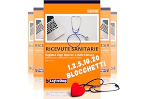 LogicaShop Blocchetto Ricevute Sanitarie Non Numerate, Bollettario Fatture in Duplice Copia Autoricalcante 50x2 (02)