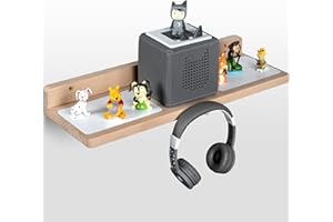 Matschepfütze® Kinder Regal kompatibel mit Toniebox und kompatibel mit Tonie Regal für über 40 Figuren für sicheren Stand - Wandregal für die Musikbox - mit Kopfhörerhalterung für Jungen und Mädchen