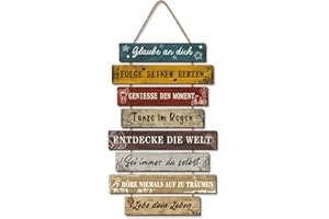 CHDITB Insirierende Wanddeko Wandbild, Motivierende Familienregeln Lebenseinstellung,Schild Familie,Glaube an Dich, Sei Immer Du Bist, Holz Plankenschild Familienschild, Wandekoration Geschenk