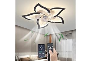 Bloemenplafondventilator Met Licht En Afstandsbediening, Stille Plafondlamp Met Ventilatorgeheugenfunctie, LED-dimbare Lamp Met Omkeerbare Ventilator 6 Snelheden DC-motor Voor Slaapkamer-Chrome