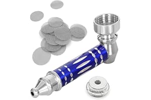 DONJIM Metallo Pipa per Tabacco in Blu, Mini Pipa per Fumo Portabile con 20 Filtri a Schermo in Acciaio Inossidabile, Accessorio per Fumare Pipa Smontabile, Pipa Tascabile Come Regalo per Gli Amici del Padre
