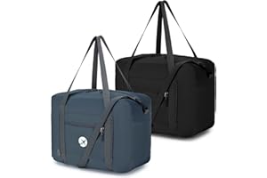Wandering Star Wizzair Handgepäck 40x30x20 2er-Pack, Wasserdicht Reisetaschen Faltbare Handgepäck Reisetasche Leichte Weekender Fitnesstasche Für Herren Damen mit Schultergurt (Schwarz + Grau)