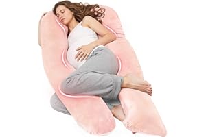 Nuliie Schwangerschaftskissen & Seitenschläferkissen U-Form mit waschbarem Bezug, Super-bequemes Komfortkissen zur Unterstützung von Rücken, Hüften und Beinen für Schwangere (Rosa)