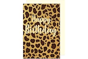 Edition Seidel Kartka urodzinowa premium ze złotym tłoczeniem i kopertą. Kartka z życzeniami Kartka z życzeniami Billet urodziny Happy Birthday mężczyzna kobieta wzór panterki Leo Style kartka (G2854