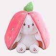 PALSCREW Chain Reversible Strawberry Bunny Soft Toy Plush - Fluffy Rabbit for Girls,Baby, Boys,Cute Kawaii Plushies, Perfect Girlfriend Gift or Kids' Stuffed Animal Teddy Bear