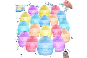 SUUWEE 18 Pcs Reusable Water Balloons, Rocket Water Balloons Self Sealing, Water Balloons for Kids and Adults, Latex-Free Silicone Water Balls for Summer Pool Parties