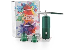LIARTY Aerógrafo Verde Kit Completo, Aerógrafo Inalámbrico Uñas Aerógrafo,Recargable, Portátil, Mini Compresor Aerografo Modelismo,Aerógrafo Nail Art, Decoración De Pasteles,Pintura, Tatuaje