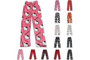 Generico Pigiama Pantaloni da Donna Pantaloni Lunghi del Pigiama di Flanella Pantaloni da Notte Pigiama Morbido Kawaii Anime Comodo Pantaloni del Pigiama Invernale Pigiama Idee Regalo Natale