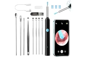 QAUM Ear Wax Removal with Camera Ear Wax Cleaner Earwax Removal Tool 1080P HD Otoscope with 6 LED Lights & 6 Ear Spoons Wireless Ear Camera Cleaning kit for iOS and Android Type C Rechargeable