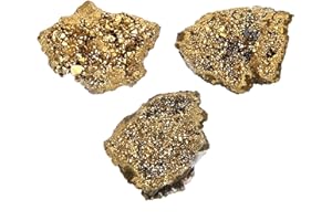 Yerleomit Pyrit Stein Natürliche Katzengold, 3 PCS Pyrit Stein Pyrit Katzengold Mineralien Steine Kristall Stein Quarzstein für Wahrsagerei Chakra Energie Heilsteine