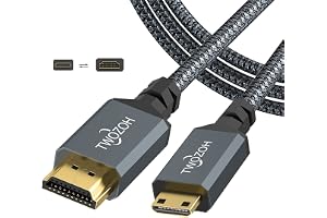 Twozoh Mini HDMI till HDMI-kabel 1M, hög hastighet full HDMI till Mini HDMI-kabel flätad sladd stöder 4K/60Hz 1080p
