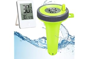 Aaiwtd Pool thermometer funk,IP67 Wasserdicht poolthermometer schwimmend mit Indoor Temperatur Monitor,Wireless Digital Pool Thermometer für 100m Reichweite für Schwimmbäder Aquarium Badewannen Teich