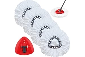 SGIZOKU Testa del mocio per Viledas Turbo Mop, sostituzione della testa del mocio in microfibra per Viledas Turbo Smart 2 in1 Tank Mop, adatta a EasyWring & Clean Mop, include 1 pezzo di base del mocio rosso