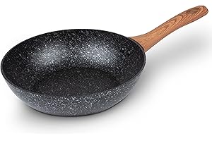 DECO EXPRESS Wok Antiaderente, Padelle Alluminio Professionali 24 Cm O 28 Cm, Rivestimento Antigraffio E Manico Bakelite Effetto Legno (24 cm, Marrone)