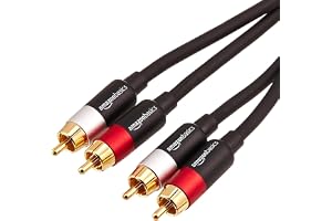 Amazon Basics 2 RCA-ljudkabel för förstärkare, aktiva högtalare eller subwoofer med guldpläterade kontakter, 1,22 m