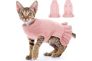 ALAGIRLS Xsmall Maglione per cani rosa vestiti per gatti, brutti vestiti natalizi per ragazze gattino, dolcevita maglieria tazza da tè cane chihuahua Sphynx cappotti per gatti, rosa XS