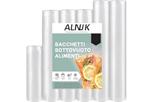 ALNJK Sacchetti Sottovuoto Alimenti, 6 Rotoli 15|25|28x300cm Buste Sottovuoto Alimenti Rotolo Sottovuoto Alimenti, Sacchetti Sottovuoto per Alimenti Sacchetti per Sottovuoto Alimenti