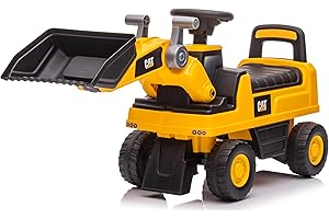 MONDIAL TOYS Primi Passi Escavatore Cavalcabile con Braccio Girevole per Bambini 1 3 Anni Schienale Ergonomico Clacson Pala Mobile Vano Portaoggetti e Dispositivo Antiribaltamento (Ruspa Giallo)