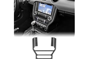 KUNGKIC 3 piezas Marco de consola de coche Panel de control central AC CD cubiertas de fibra de carbono pegatinas decorativas compatibles con Mustang GT 2015-2022 accesorios interiores