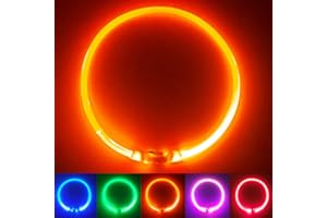 PetSol Obroża dla psa LED w kolorze pomarańczowym – obroża bezpieczeństwa USB z migającym światłem dla psów, kotów i szczeniaków – rozmiar S, M i L – modne, świecące w ciemności wzornictwo