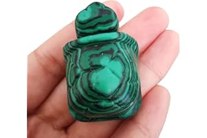 Lovionus89 Ręcznie rzeźbiony kamień kryształ żółw, 40 mm mały żółw figurka zwierzęcia torba statuetka rzeźba malachit