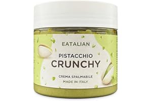 EATALIAN by AMZ BETTER Crema de Pistacho CRUNCHY 200 gr, Crema para Untar con Trozos de Pistacho, Sabor Dulce, Ideal para Pan, para Rellenar Postres, Helados, Dubai Chocolate, Made in Italy
