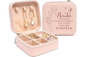 ELEQUAINT Auntie Mothers Day Gifts, Mothers Day Birthday Gifts for Auntie, Auntie Birthday Gifts, Personalised Jewellery Box with Warm Saying, Best Auntie Gifts for Mothers Day Birthday Christmas