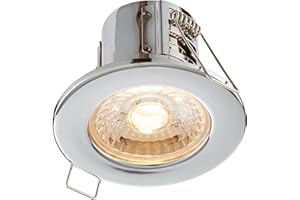 National Lighting SHIELDECO 4W Fire Rated Downlight Chrome Finish Dimmable Recessed Energy Saving Warm White LED Ceiling Spotlight Push Fit Downlight IP65 Rated