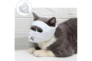 oUUoNNo Breathable Cat Muzzles, Cotton Cat Restraint Mask for Grooming and Nail Trimming, Cat Holder Prevent Cats from Biting，Meowing, Chewing,Scratching (M, Style 1)