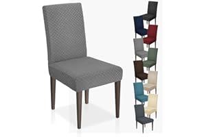 MAXIJIN Coprisedie con Schienale 2 pezzi in Jacquard, Elasticizzato Lavabile Fodera per Sedia, Moderno Coprisedia per Soggiorno Cucina Hotel Ristorante (Grigio Chiaro, 2)