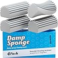 DOCHARD Damp Cleaning Sponge Duster, 4-Pack Squishy Wet Reusable Non Scratch Sponges, Super Absorbent Sponge with Ridges for Household or Car - Grey