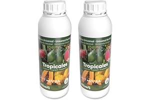 CULTIVERS Fertilizante Tropicales Líquido Ecológico 2x1L. Abono 100% Orgánico con Macronutrientes y Micronutrientes. Mayor Rendimiento y Aumento del Calibre del Fruto
